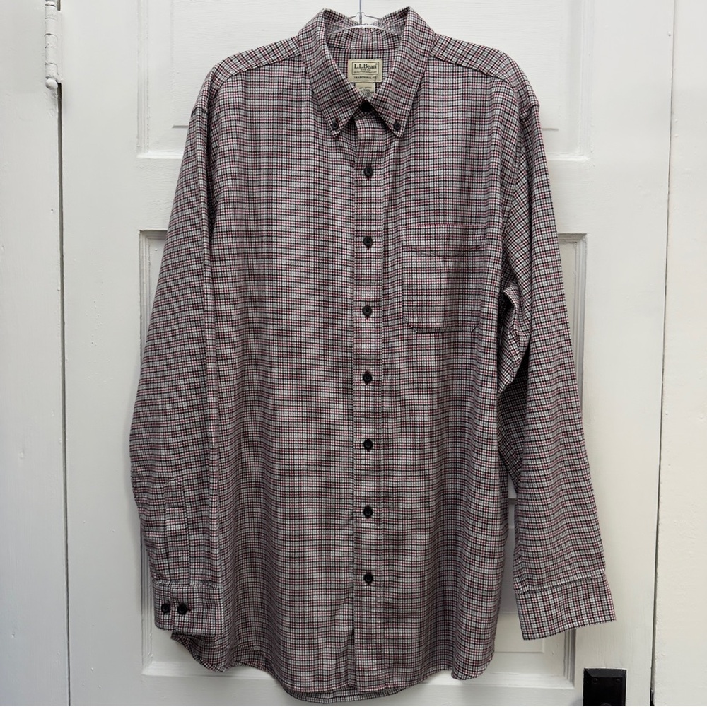 Warm Flannel Button Up Shirt L.L.Bean Men’s L Tall Plaid - Picture 1 of 8